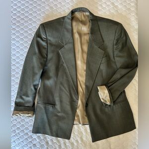 Vintage Women’s Jos. A. Bank Wool Green plaid  Blazer with shoulder pads